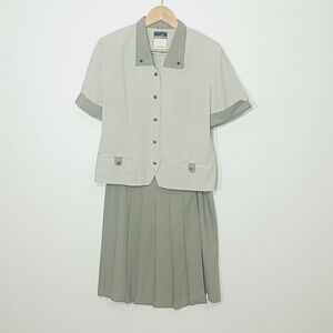 Vintage Green 2pc Set Checker Blazer Pleated Skirt Retro Lightweight Size 11